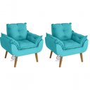 Ver imagem 1 de Kit 02 Poltrona Opala Azul Turquesa