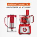 Ver imagem 2 de Multiprocessador Turbo Chef 9 em 1 Mondial Vermelho 1000w 127v - Mpn-01-rf