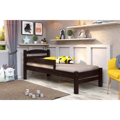 Cama Solteiro C/ Grade de Proteção Madeira Maciça Cor Tabaco