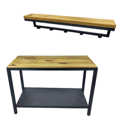 Kit Mini Sapateira Banco Cabideiro Industrial 60cm Preta - 1 Kit Mini Sapateira Banco Cabideiro Industrial 60cm Preta - 1