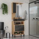 Ver imagem 6 de Conjunto para Banheiro Berlin 60cm com Gabinete Cuba Espelheira LED C00D600-C106 Marrom/Grafite -