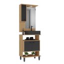 Ver imagem 2 de Conjunto para Banheiro Berlin 60cm com Gabinete Cuba Espelheira LED C00D600-C106 Marrom/Grafite -