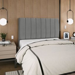 Cabeceira Estofada Casal Carla 140 Cm Suede Cinza - 3
