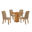 Ver imagem 2 de Conjunto Mesa de Jantar 90cm com 4 Cadeiras Estofadas Multimóveis Crrft-CON047 Madeirado/Bege