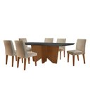 Ver imagem 2 de Sala de Jantar Mesa Evora 180 Mdf Vidro Canto Reto com 6 Cadeiras Grecia Rufato