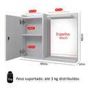 Ver imagem 5 de Espelheira de Banheiro Armarinho Suspenso 1 Porta Prateleira Organizadora Madri - Branco