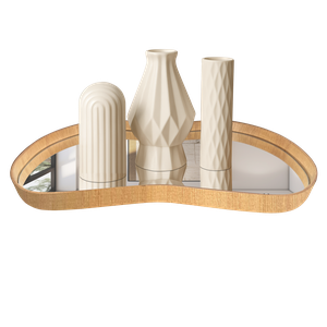 Bandeja com Borda em Madeira Nature Vidro - Espelho