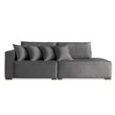 Ver imagem 4 de Sofá Isa 3 Lugares Modulado com Chaise 230cm Grafite Linho Almofada Solta