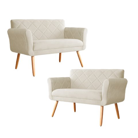 Kit 02 Sofás Isabela Veludo Cores - S.A Móveis - Mostarda