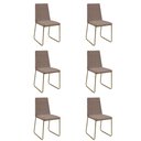 Ver imagem 1 de Kit 6 Cadeiras de Jantar Cozinha Industrial Lexa Veludo - Élpis Móveis - Capuccino - Dourada
