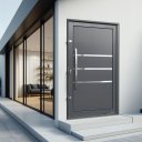 Ver imagem 2 de Porta Pivotante Alumínio Lambril Evolution c/Pux.Dir. Elite Cinza 216x120 Brimak