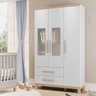 Guarda-Roupa Infantil 3 Portas Detalhes Em Acrílico 2 Gavetas Louis Móveis Peroba - 1