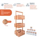Ver imagem 4 de Kit com organizador multiuso ripado 3 andares e 10 potes de vidro com tampa de bambu 200ml- Oikos