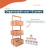Kit com organizador multiuso ripado 3 andares e 10 potes de vidro com tampa de bambu 200ml- Oikos - 3