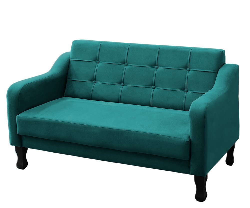 Sofa Namoradeira Decorativa Bella 2 Lugares Sala Recepção Escritorio - Lobo Shopp:Azul Turquesa - 3