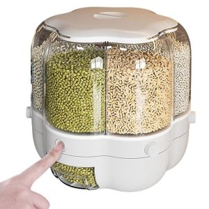 Dispenser Alimentos 6 Divisoes Porta Tempero Giratorio Graos Feijao Arroz Cozinha Condimentos Cereai