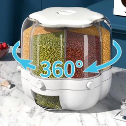 Dispenser Alimentos 6 Divisoes Porta Tempero Giratorio Graos Feijao Arroz Cozinha Condimentos Cereai - 2