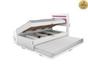 Ver imagem 3 de Cama Baú Larissa Solteiro com Auxiliar Branco Rosa