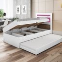 Ver imagem 2 de Cama Baú Larissa Solteiro com Auxiliar Branco Rosa