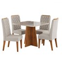 Ver imagem 3 de Mesa de Jantar 4 Lugares Cucina com Vidro Mel/off White - Viero Móveis