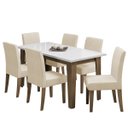Ver imagem 1 de Conjunto de Mesa Sala de Jantar Miami com 6 Cadeiras Trieste Suede 1,60m Cedro/off White/areia Dobu