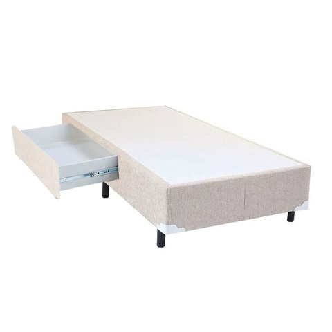 Cama Box Solteiro Americano com Gaveta Suede Bege - 096x203