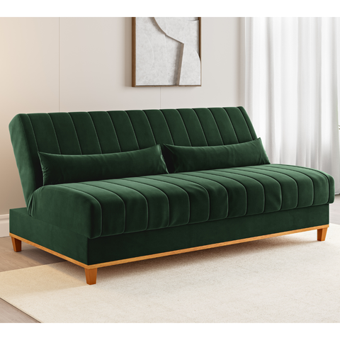 Sofa Cama Veneza 1,80 Reclinável 3 Lugares Veludo Oliva - Casa Giulia