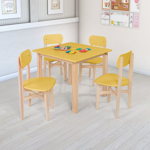 Kit Colore Mesa com 4 Cadeiras Infantil:amarelo