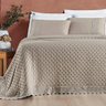Kit Cobre Leito Colcha Bouclê Queen Laise Bordada Micropercal 200 Fios 3 Peças - Bege Taupe - 1