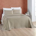 Ver imagem 3 de Kit Cobre Leito Colcha Bouclê Queen Laise Bordada Micropercal 200 Fios 3 Peças - Bege Taupe