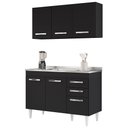 Ver imagem 1 de Armário Aéreo Honduras e Balcão Gabinete com Pia 120cm Suécia Preto - Lumil Lumil Móveis
