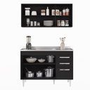 Ver imagem 6 de Armário Aéreo Honduras e Balcão Gabinete com Pia 120cm Suécia Preto - Lumil Lumil Móveis