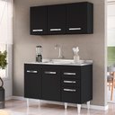 Ver imagem 2 de Armário Aéreo Honduras e Balcão Gabinete com Pia 120cm Suécia Preto - Lumil Lumil Móveis