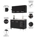 Ver imagem 3 de Armário Aéreo Honduras e Balcão Gabinete com Pia 120cm Suécia Preto - Lumil Lumil Móveis