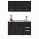 Ver imagem 7 de Armário Aéreo Honduras e Balcão Gabinete com Pia 120cm Suécia Preto - Lumil Lumil Móveis