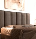 Ver imagem 1 de Cabeceira Casal Corino Marrom Modular Luxo Cama Box Casal