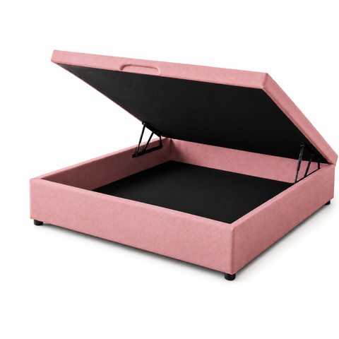 Cama Box Baú Casal com Encaixe para Colchão e Puxador Embutido:Rosé