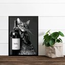 Ver imagem 2 de Quadro Decorativo Gato com Garrafa de Vinho 24x18cm - com Vidro:moldura Preta
