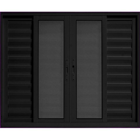 Janela de Correr Alumínio Preto 06 Folhas Veneziana Maxx - 100x150