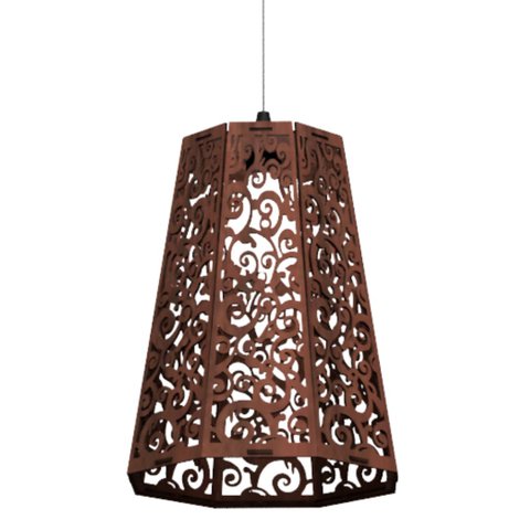 Luminária Teto tipo Pendente GAMA MDF - Completa - Cor: Marrom