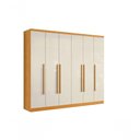 Ver imagem 3 de Roupeiro Canadá 8 Portas de Bater 6 Gavetas MDP Cinamomo Off White Aramóveis 268cm