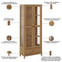 Ver imagem 5 de Cristaleira Rústica para Sala Jantar Madeira Maciça 2 Portas Vidro 1 Gaveta Ethos F06 Freijó
