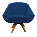 Ver imagem 1 de Kit 02 Poltronas Giratória Giovana Azul Marinho Base Madeira