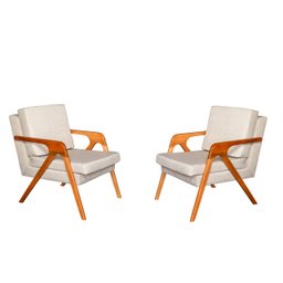 KIT 2 POLTRONA DECORATIVA MONA LUXO - Bege Linho - 1