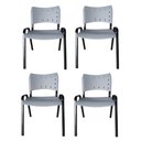 Ver imagem 3 de Jogo Mesa Redonda para Restaurante Comércio com 4 Cadeiras Iso Cinza Base Preta Ecomhome