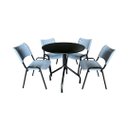 Ver imagem 2 de Jogo Mesa Redonda para Restaurante Comércio com 4 Cadeiras Iso Cinza Base Preta Ecomhome
