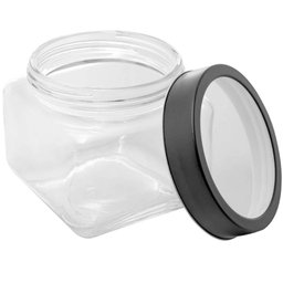 2 Potes de Vidro 800ml Tampa Metal Preta Gastro Lyor Porta Mantimentos Alimentos Quadrado - 8