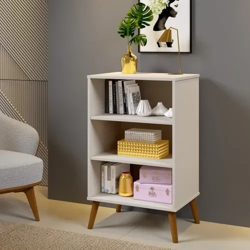 Ver imagem 5 de Sapateira Retro Luna Off/White 2 Portas P/ 12 Pares -Pes de Madeira