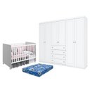 Ver imagem 1 de Berço Nacional Mel Branco Acetinado – Reller e guarda Roupa Casal Americano 6 Portas Branco Hp e Col