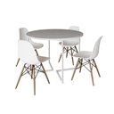 Ver imagem 6 de Mesa Jantar Industrial Redonda 110Cm Branca Base V Ferro Branco C/4 Cadeiras Branca Base Mad Branco